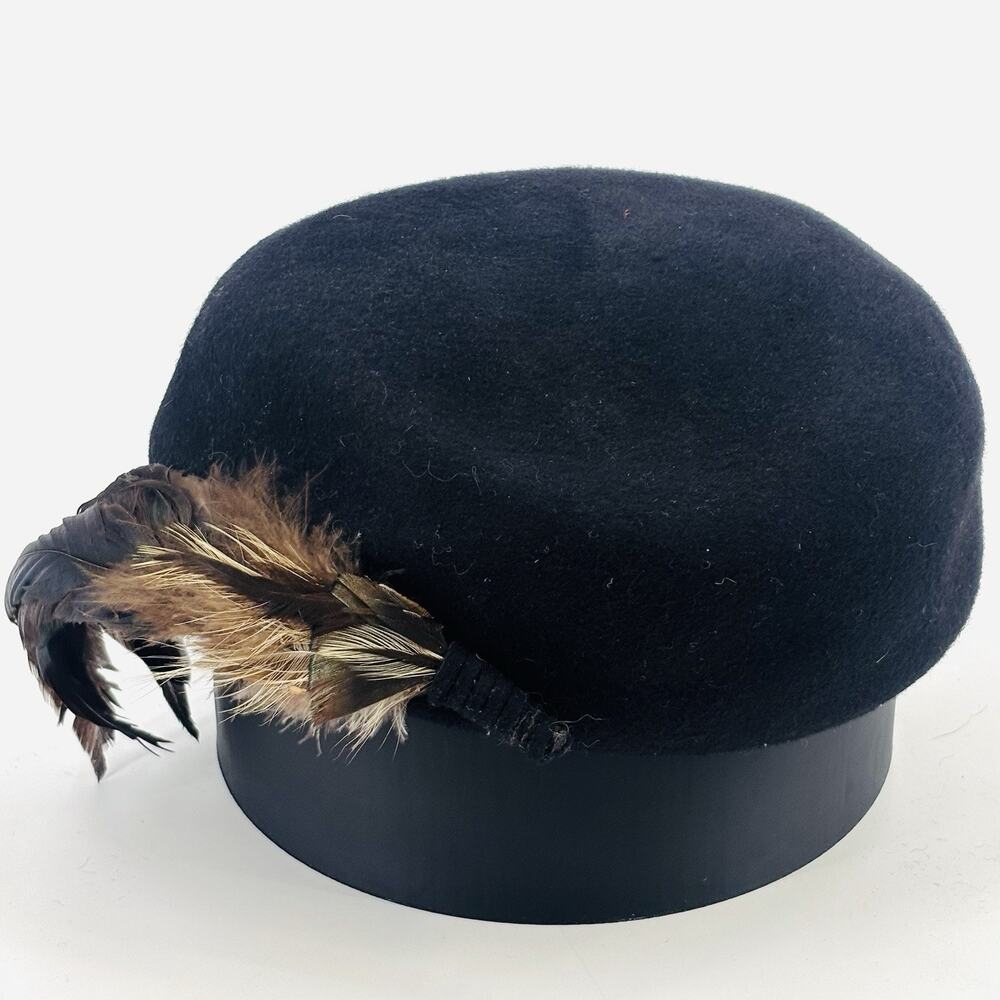1950s Sylvia Felt Wool Fascinator Mid Century Gatsby Derby Elegant True VTG
